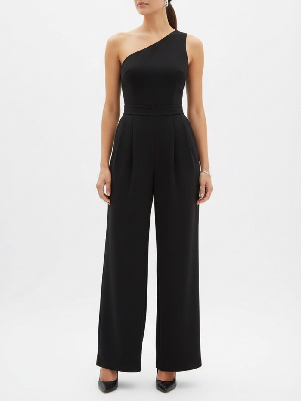 Vince Camuto One-Shoulder Black Jumpsuit